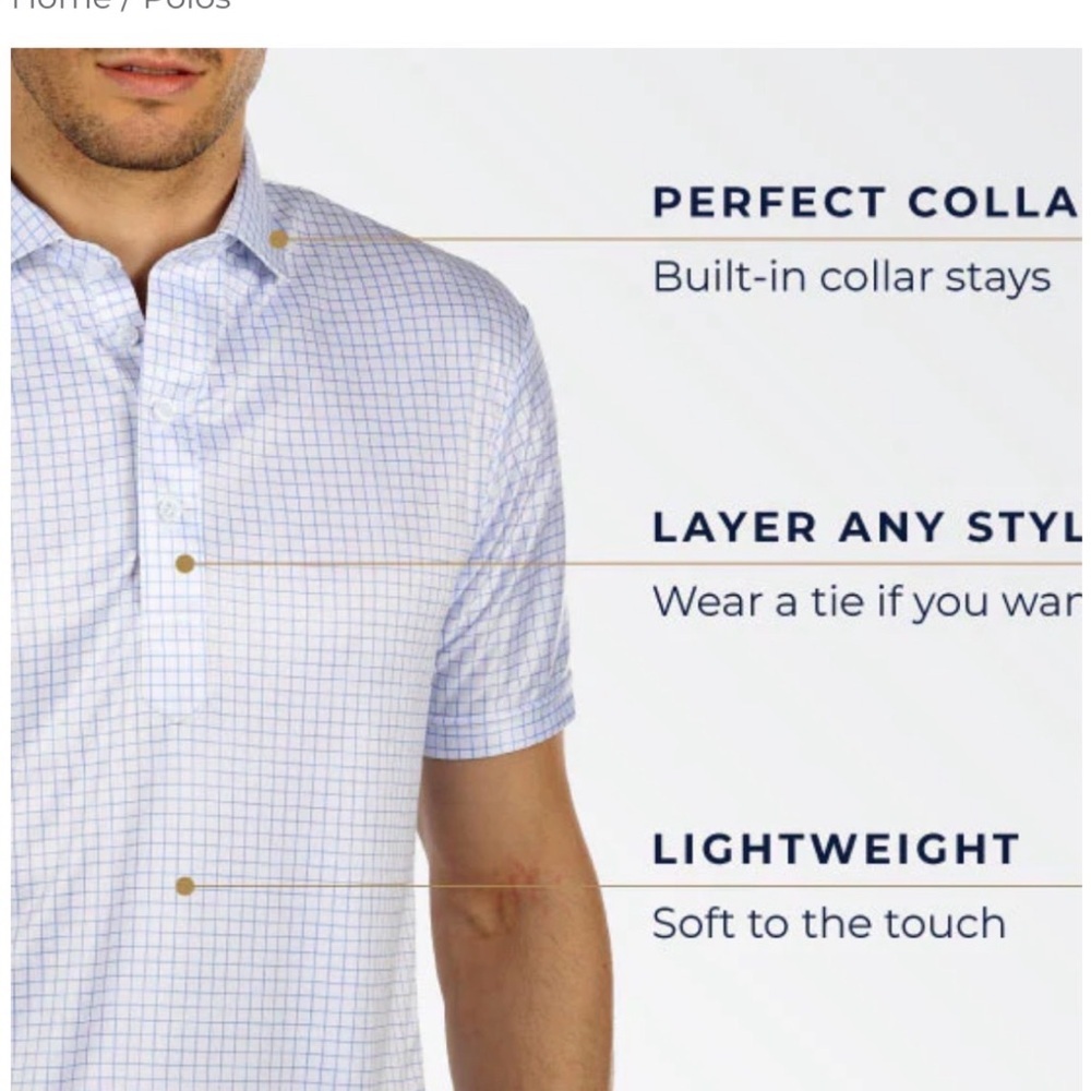 Collars & Co Navy and White Gingham Polo Shirt - Picture 5 of 11